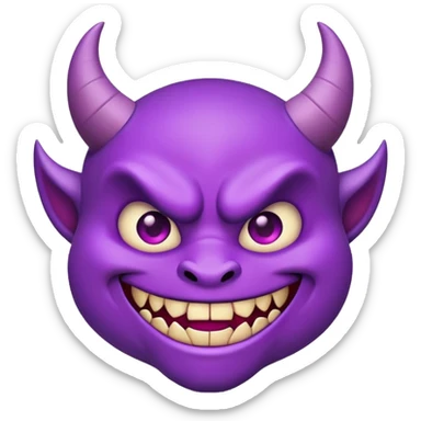 purple demon emoji face with small fangs and mischievous smile sticker