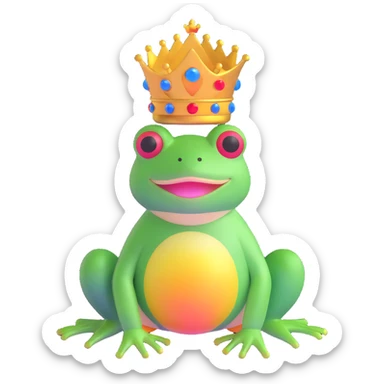 frog with a crown and radiant aura sticker
