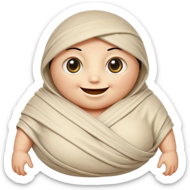 Mummy Cartoon: Chubby, friendly-looking mummy with oversized eyes and loose wrappings
 sticker