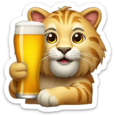 big cat with beer sticker