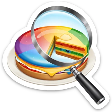 a rainbow meal and magnifier sticker