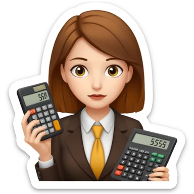 female accountant with calculator covered in shit sticker