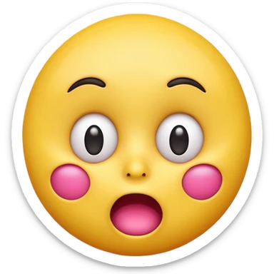 A 3D glossy yellow emoji face with a horrified expression, only large wide-open eyes, wide-open mouth, raised eyebrows, no nose, no ears, hands against its pink cheeks, vector style, black background, high quality, soft studio lighting sticker