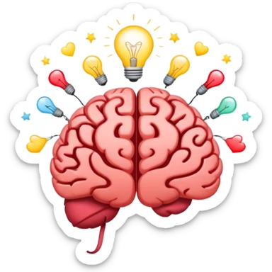 A **human brain** with a **hairnet-like filter (the RAS) covering it**, with some **negative thoughts bouncing off while positive thoughts (hearts, lightbulbs, and opportunity symbols) pass through**. This represents **how you can reprogram your filter to prioritize what serves you**. sticker
