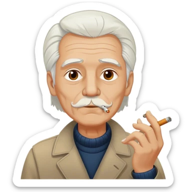 older man with white hair smoking a cig  sticker