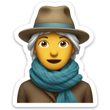 Cold lady with hat and scarf sticker