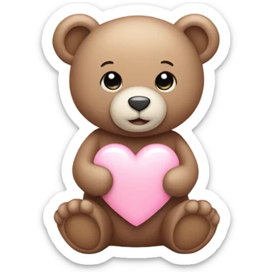 Cute teddy holding a light pink heart  sticker
