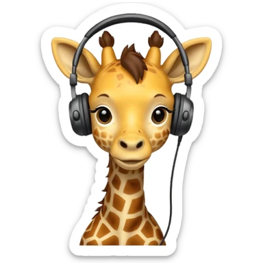 baby giraffe with headphone sticker