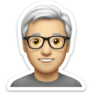 man in glasses black hair, white skin, european sticker