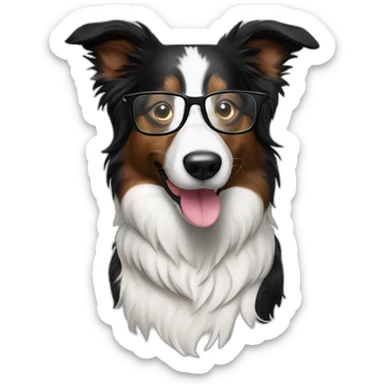 border collie with glasses drinking mojito sticker