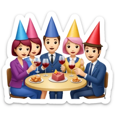 corporate executives enjoying wine Party at a french SPAM meat cafe LANDSCAPE  sticker