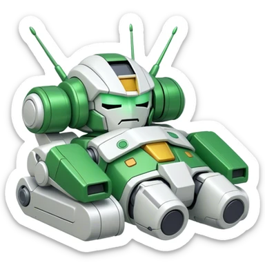 Green gundam fall asleep  sticker