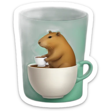 Capybara with bowler holding tea cup sticker