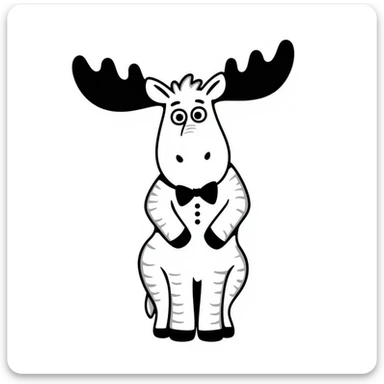 Hand drawn style moose sticker