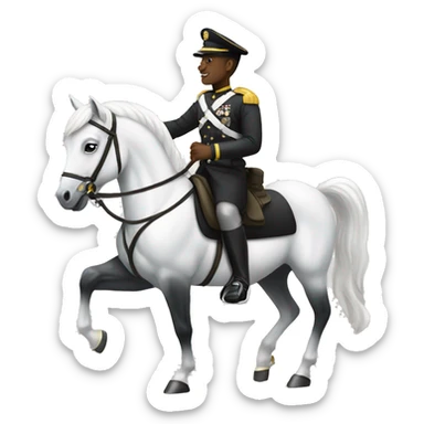 A black military man riding a white horse  sticker