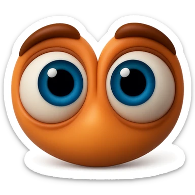 Create an eyes emoji that looks like the eyes in the reference images. Large, expressive, blue irises, 3D emoji style, no face, just the eyes, looking up. sticker