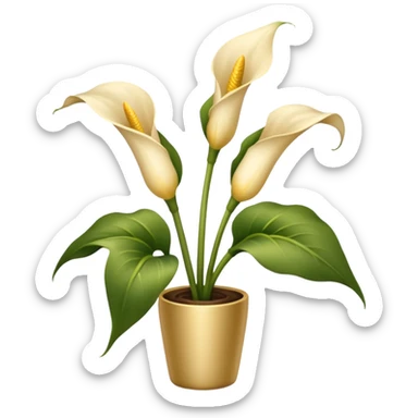 Beige satin Calla plant sticker