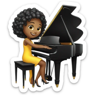 pianist girl with piano sticker