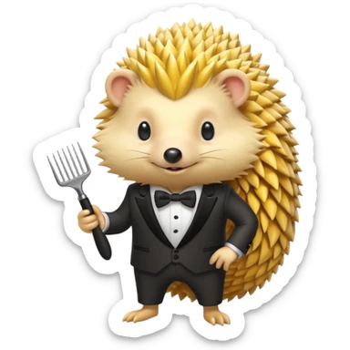 yellow hedgehog groom sticker