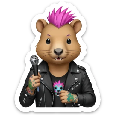 Punk vocalist capybara sticker
