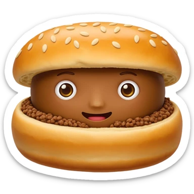 closed oval shaped golden dough meat esfirra with ground beef details on the edges, emoji style sticker
