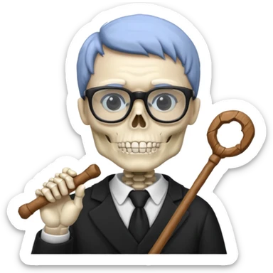 Skeleton Teacher with a stick in his hand  sticker