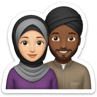 Mixed hijabi wife black husband normal hair  sticker