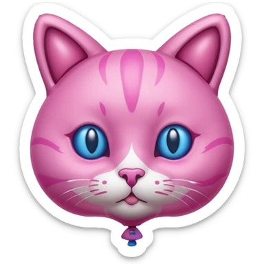Make a pink cat with a balloon head, no the head is a balloon with the details of the cat head on the balloon head sticker