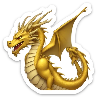 A golden dragon portrait. Very angry and looking left side. Anime style. Very very simple draw. sticker