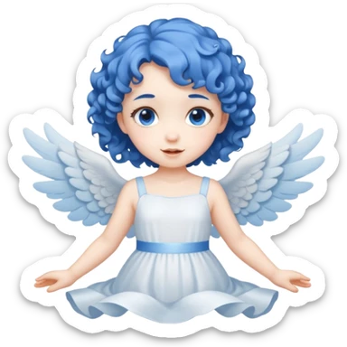 A playful angel girl with short blue curls, fluttering tiny wings 






 sticker
