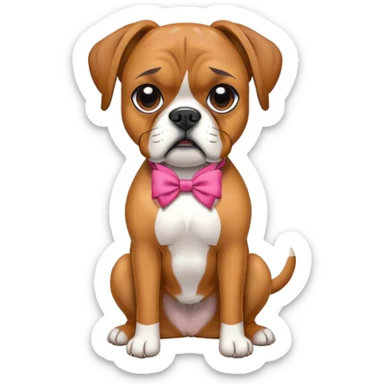 Boxer dog wearing bows sticker