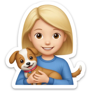 child with dog toy sticker