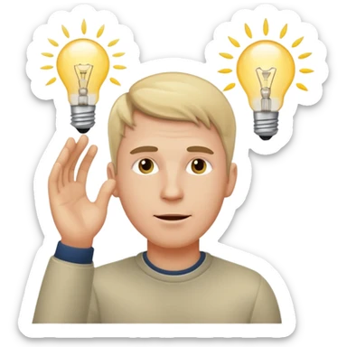 white man with light bulb over head, came up with idea sticker