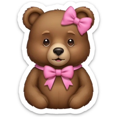 Bear with pink bow sticker
