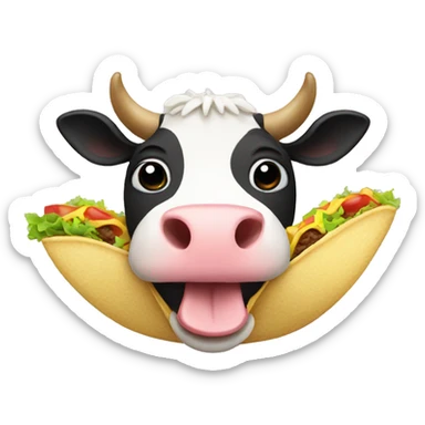 a cow who eating a tacos sticker