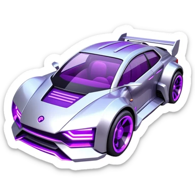 futuristic silver and purple cyberpunk car sticker