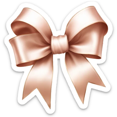 Realistic isolated rose gold bow and edges of the bow lined with white fur. sticker