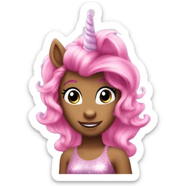 full size pink my little pony with glitter and unicorn horn sticker