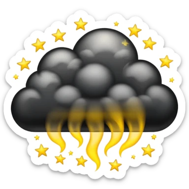 Black cloud with shiny yellow stars sticker