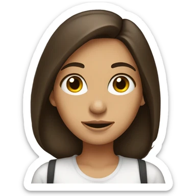 Brunette girl calm after finishing organizing  sticker