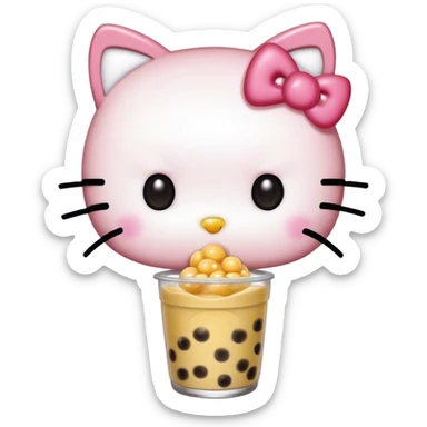 Hello kitty eating boba sticker
