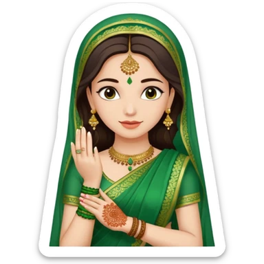 bride in mehendi Ceremony in green saree sticker