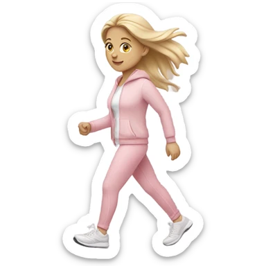 white girl  in light pink sport clothes walking sticker