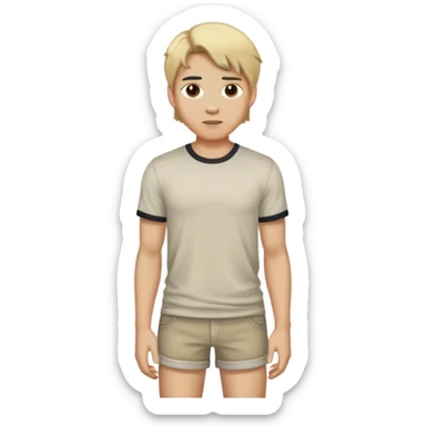 Man in short shorts with dirty blonde hair in a middle part sticker