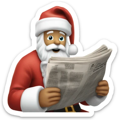 Santa reading Kia Saves Christmas in the newspaper  sticker