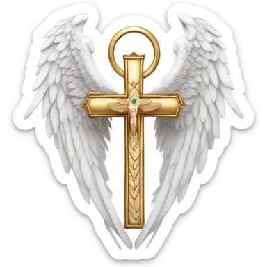 Angel wings and cross sticker
