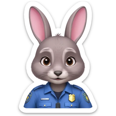 Judy Hopps (gray rabbit with police suit, without a cap) from the Zootopia Disney movie sticker