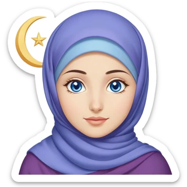 Turkish beautiful finish Konya girl blue eyes with lila color and ramadan moon hijab  sticker