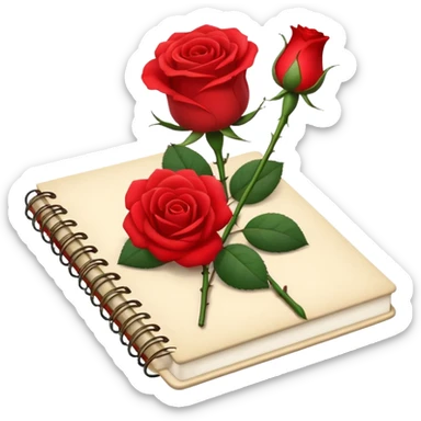 notebook  and rose sticker