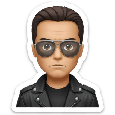 terminator shwartzneger only top in his black glasses and his black jacket sticker